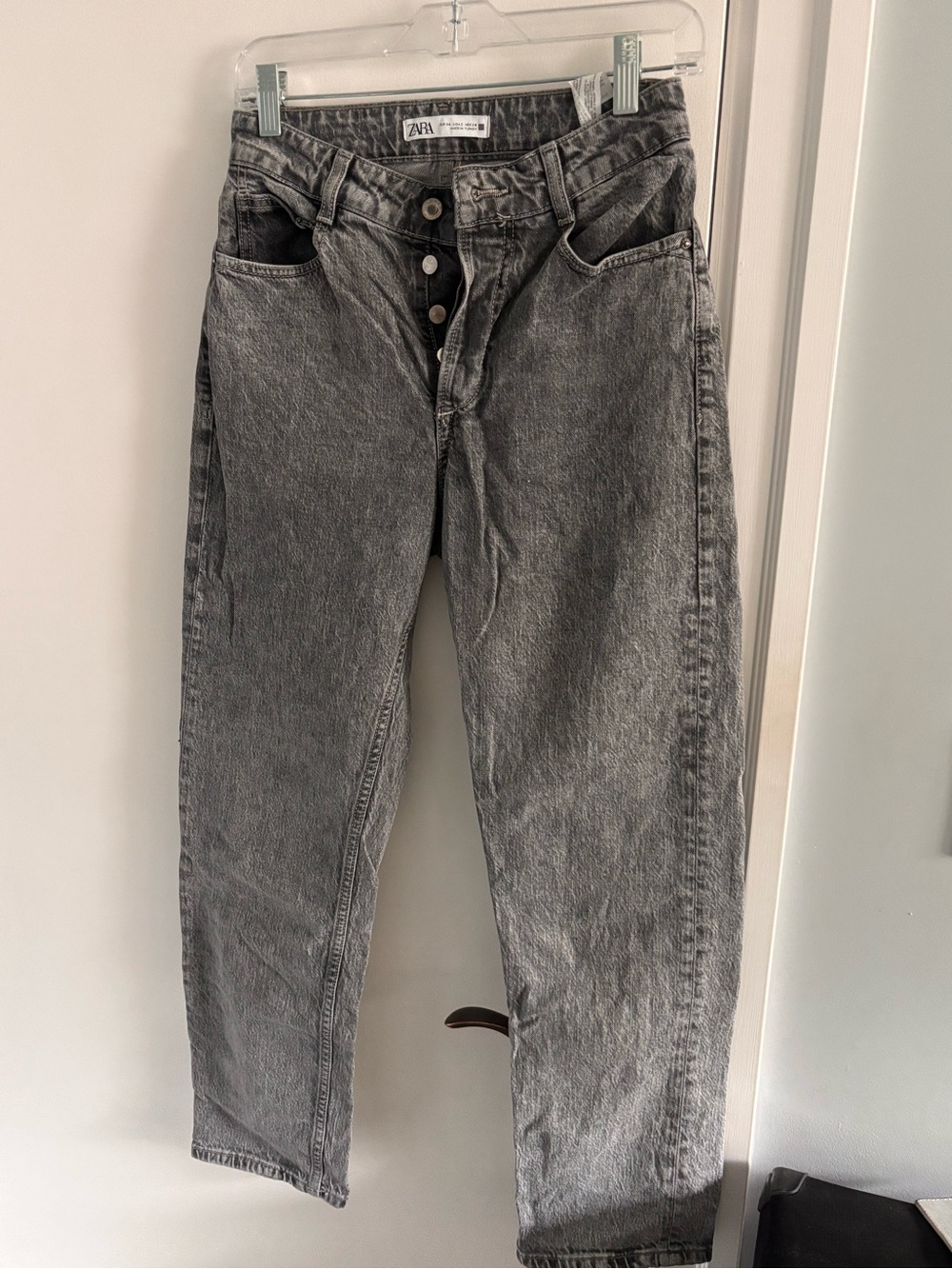 Zara Women's Gray Button-Fly Boot Cut Jeans